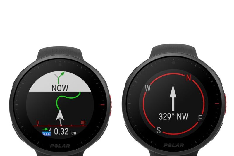 Man sieht die Navigationsfunktion auf der Polar Vantage V2.